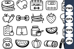 Fitness and Nutrition Icon Clipart Bundle for Health Product Image 1