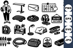 Black Office Icon Collection for Business Use Product Image 1