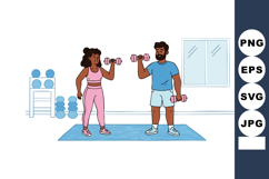 Fitness couple training with dumbbells in home gym workout s Product Image 1