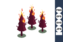 Burning pine trees forest fire vector illustration with flam Product Image 1