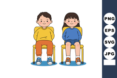 Children sitting on chairs in colorful clothing, showcasing Product Image 1