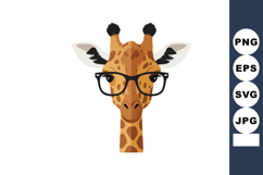 Giraffe Head Wearing Black Glasses Vector Illustration with Product Image 1