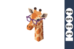 Giraffe wearing purple glasses isolated on white background Product Image 1