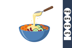 Healthy vegetable salad with creamy dressing pouring from sp Product Image 1