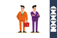 Two confident businessmen standing in colorful suits with br Product Image 1