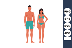 Vector illustration of man and woman in swimwear standing to Product Image 1