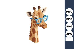 Giraffe wearing blue glasses vector illustration with cute e Product Image 1