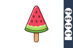 Watermelon shaped popsicle with red pink green colors and ch Product Image 1