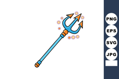 Blue trident weapon with orange accents and magical sparkles Product Image 1