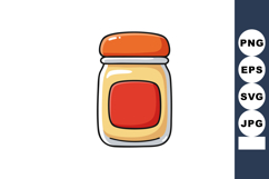 Jar with orange lid and red label cartoon style vector illus Product Image 1