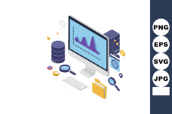 Computer monitor displaying data analytics with server and v Product Image 1