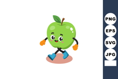 Green apple character walking with boots and gloves cute fru Product Image 1