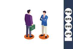 Businessmen in suits standing in discussion with briefcase i Product Image 1