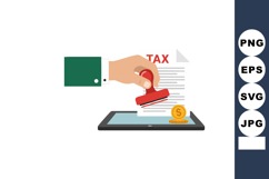Tax document stamping concept with hand holding red stamp an Product Image 1