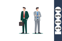 Business men standing wearing formal suits with briefcase an Product Image 1