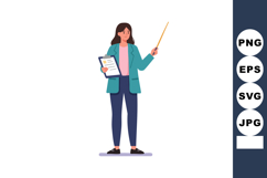 Woman holding clipboard and pointing with stick teaching or Product Image 1