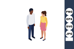 Two diverse people standing and talking in casual clothing v Product Image 1