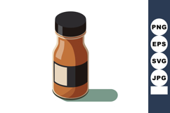 Glass bottle with black cap and blank label isolated on whit Product Image 1