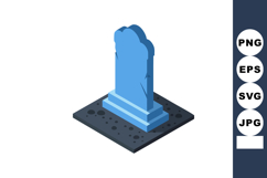 Gravestone monument blue tombstone on dark ground vector ill Product Image 1