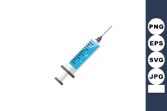 Medical syringe with needle and blue liquid for injection an Product Image 1