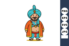 Cartoon character wearing traditional attire with colorful t Product Image 1