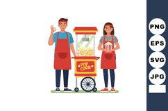 Popcorn vendors serving delicious snacks at a vibrant fairgr Product Image 1