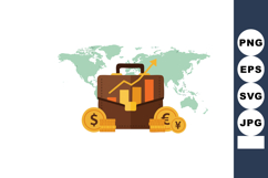 Business growth illustration with briefcase, charts, and coi Product Image 1