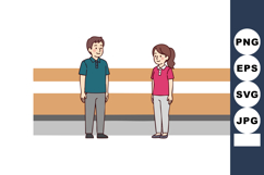 Two young people standing and talking in casual clothes vect Product Image 1