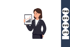 Businesswoman showing rising graph on tablet in professional Product Image 1