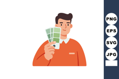 Man Holding Green Color Swatches for Design Choices Illustra Product Image 1