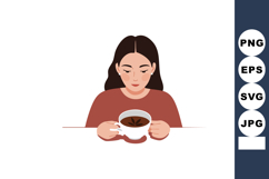 Woman enjoying a warm cup of coffee in calm moment with brow Product Image 1