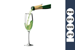 Sparkling champagne pouring into glass vector illustration w Product Image 1