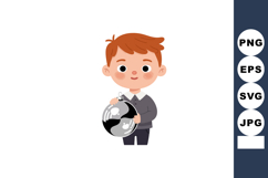 Young boy holding black and silver Christmas ornament festiv Product Image 1