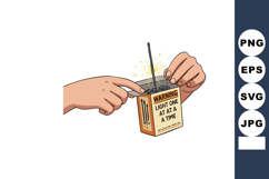 Hands Lighting One Firework at a Time Safety Warning Illustr Product Image 1