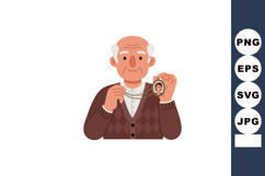 Elderly Man Holding Portrait Locket Memory and Nostalgia Ill Product Image 1