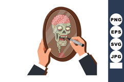 Zombie face reflection in mirror drawing with marker hand il Product Image 1