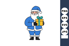 Santa Claus Holding Yellow Gift Box in Blue Suit Christmas H Product Image 1
