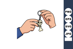Hands holding skull and bone keychain simple vector illustra Product Image 1