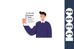 Man holding to do list with achieve and goal checklist vecto Product Image 1