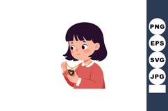 Little girl holding heart-shaped locket necklace vector illu Product Image 1