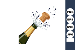 Champagne bottle popping cork with sparkling bubbles celebra Product Image 1
