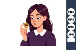 Young woman holding coin with bat symbol surprised expressio Product Image 1