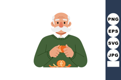 Elderly man peeling orange fruit healthy lifestyle vector il Product Image 1