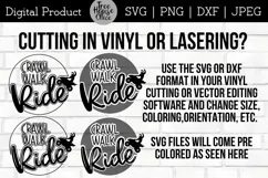 Instructions for using Crawl Walk Ride funny atv 4 wheeler quote svg and dxf files in cricut, silhouette, vinyl cutting, or laser machines for projects.