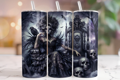 Gothic Tumbler Wrap, Skull Skeleton Tumbler Wrap,Sugar Skull Product Image 1