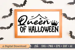 Queen of Halloween Sign SVG, Farmhouse Halloween Sign Product Image 1