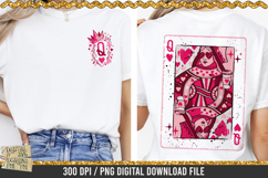 Queen of Hearts PNG shirt design with pink hearts and sunglasses