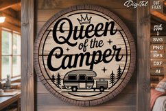 Queen Of The Camper SVG File | Camping Round Sign SVG Product Image 2