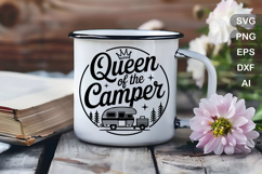 Queen Of The Camper SVG File | Camping Round Sign SVG Product Image 4