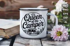 Queen Of The Camper SVG File | Camping Round Sign SVG Product Image 4